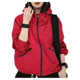 欧货薄款连帽冲锋衣外套女2025春夏爆款时尚百搭休闲运动夹克上衣