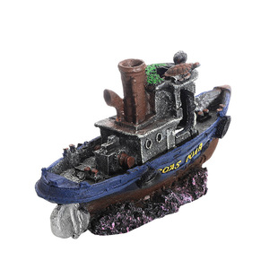 鱼缸造景装饰海盗船水族箱躲避屋摆件空心仿真树脂复古沉船只残骸