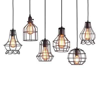 美式乡村风艺术复古小铁笼吊灯