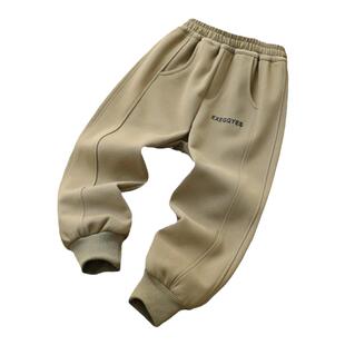 男童运动裤秋冬季装新款中大童儿童一体绒卫裤男孩休闲长裤子6381