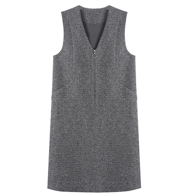 柒院家大码半拉链背心中长连衣裙