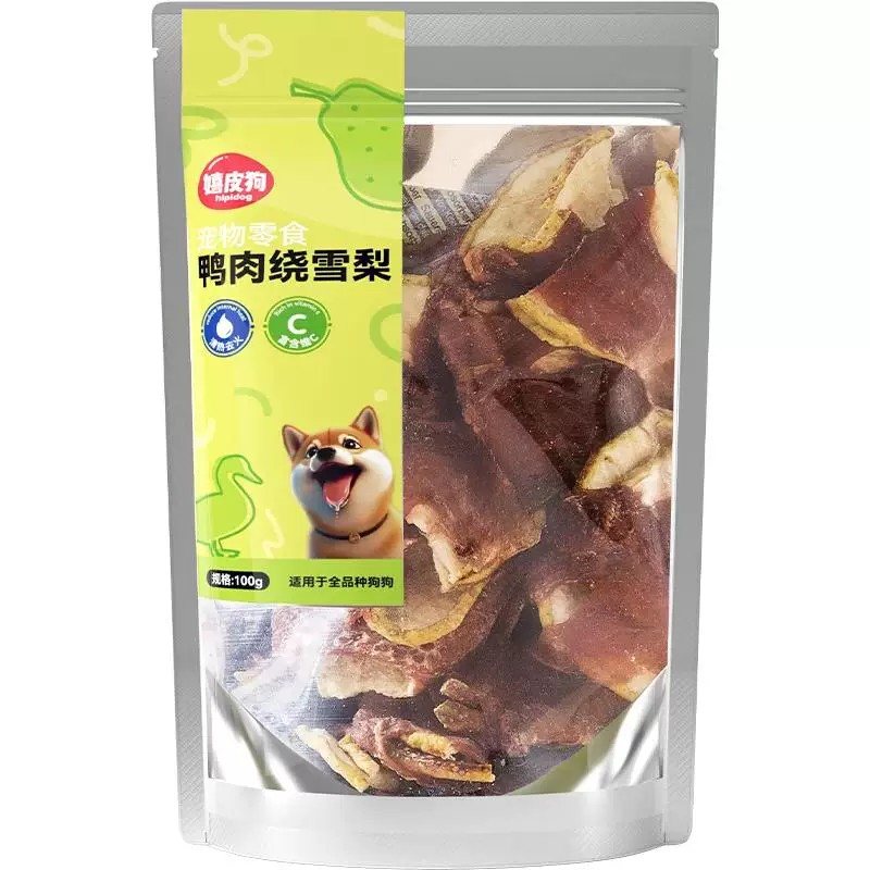 嬉皮狗鸭肉绕雪梨狗零食清火去泪痕训练奖励训犬磨牙肉干成幼犬通
