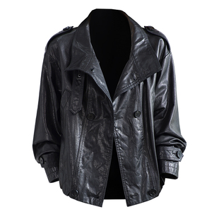 海宁真皮皮衣女2025秋冬新短款时尚原创洋气质头层牛皮夹克小外套