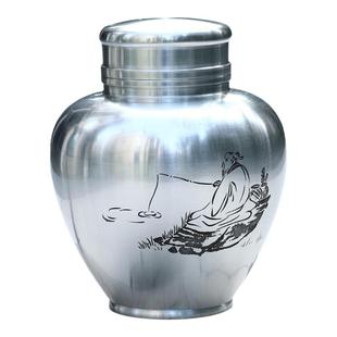 夏咏300g半斤装锡都个旧999纯锡茶叶罐锡器密封储茶罐 李丽手刻