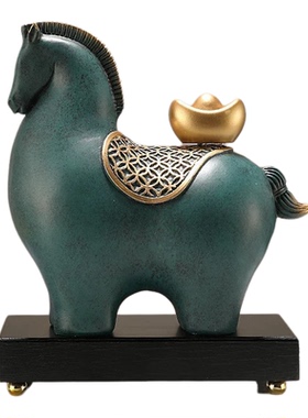 马上有钱摆件招财客厅酒柜