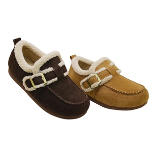 冰洁女鞋2025冬季新款真皮圆头平跟加绒保暖百搭勃肯鞋棉鞋986231