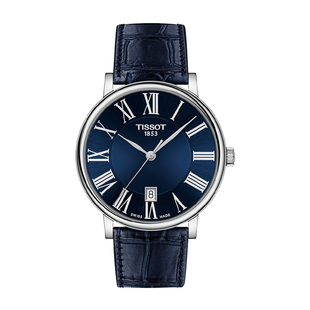 【情人节礼物】Tissot天梭卡森臻我系列男表石英机芯复古蓝盘日历