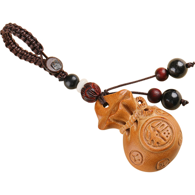 天然桃木钱袋子汽车钥匙扣挂饰品