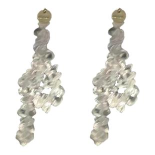 WXLSTUDIO吾小历同款天然白水晶异形串珠耳环小众设计感耳坠耳饰