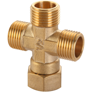 全铜水管四通接头十字分水器一进二三出4分内牙外丝带活接4通配件