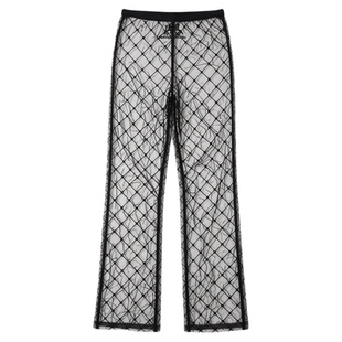 Sexy Perspective Gold Mesh Pants女士性感透视金丝网纱宽松长裤