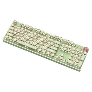 三模无线机械键盘高颜值朋克复古圆帽热插拔青轴电竞游戏办公键盘