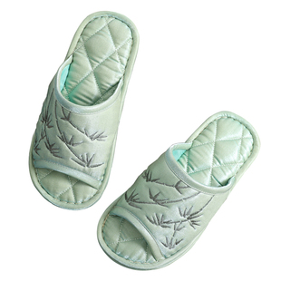 新中式古风布艺木地板拖鞋女家居室内静音布底男家用无声情侣春秋