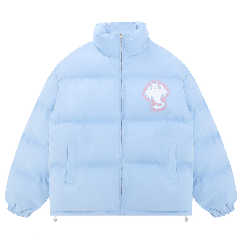 梁拌泡菜美式复古幽灵加厚棉服秋冬蓝色外套休闲宽松男女同款