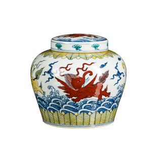 景德镇茶叶罐陶瓷手绘斗彩存茶罐摆件天字罐储物罐高档礼品装茶罐