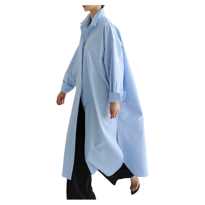 韩版长款过膝开衩大码衬衫裙