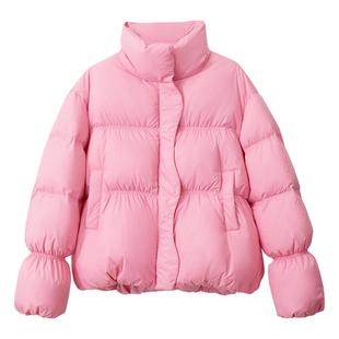 Amii泡芙鸭绒羽绒服女2025冬新款短裤轻盈保暖上衣立领多巴胺外套