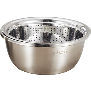 onlycook 加厚304不锈钢盆漏盆套装家用沥水篮厨房淘米洗菜盆套盆