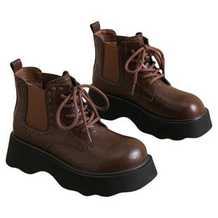 星期六马丁靴女款秋冬户外加绒保暖短筒靴子配裙子显瘦黑色时装靴