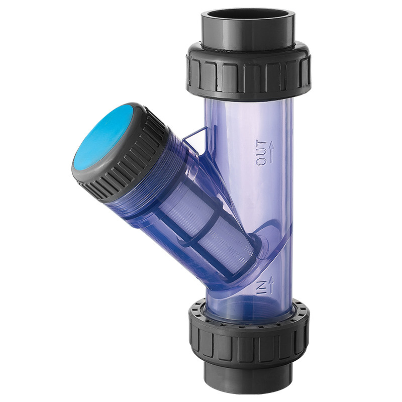 戎生UPVC水管Y型过滤器化工PVC管道配件透明塑料阀门dn25 32 40