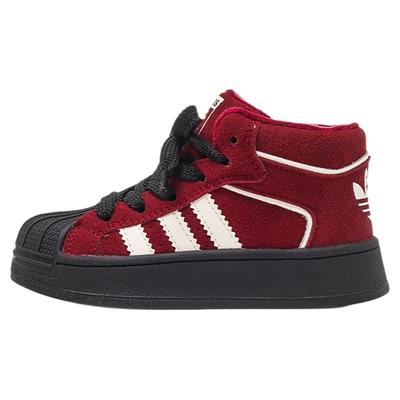 冬季真皮高帮儿童板鞋红色德训鞋