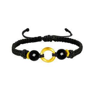 新年礼物周大生黄金手链女足金莫比乌斯环编织红手绳硬金送女朋友