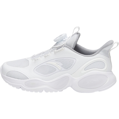 安踏男童鞋儿童运动鞋2025秋季新款纽扣男大童防滑跑步鞋白色鞋子