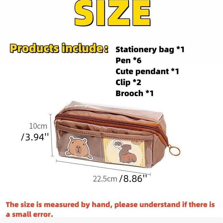 可爱Capybara10层翻盖帆布卡男女生大容量铅笔盒皮笔袋巴拉批发