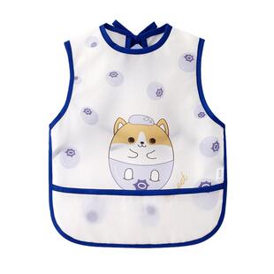 夏季宝宝吃饭围兜无袖系带儿童罩衣防水防脏饭兜反穿衣男宝女宝