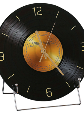 中古风复古黑胶唱片时钟桌面摆件