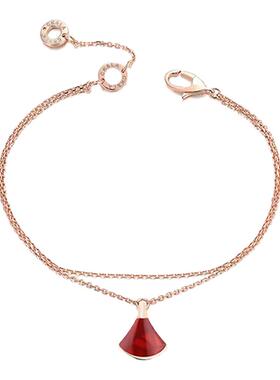 周珍珍双层四叶草手链女轻奢小众红玛瑙手饰送女友生日情人节礼物