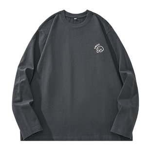 男士春季薄款大码上衣男款纯棉宽松长袖t恤2026新款宽松印花内搭