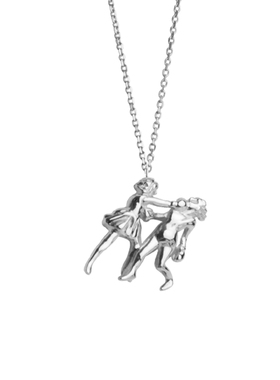 搭宽松t恤超帅925纯银立体项链