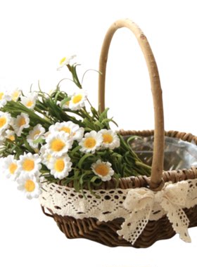 藤编柳编小花篮手工干花拍照道具