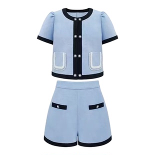 2025夏季高级感小洋装活泼减龄小香风套装女气质辣妹短裤两件套