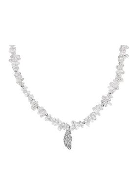 【自营】HEFANG Jewelry/何方珠宝白水晶羽毛项链 HFN08720994
