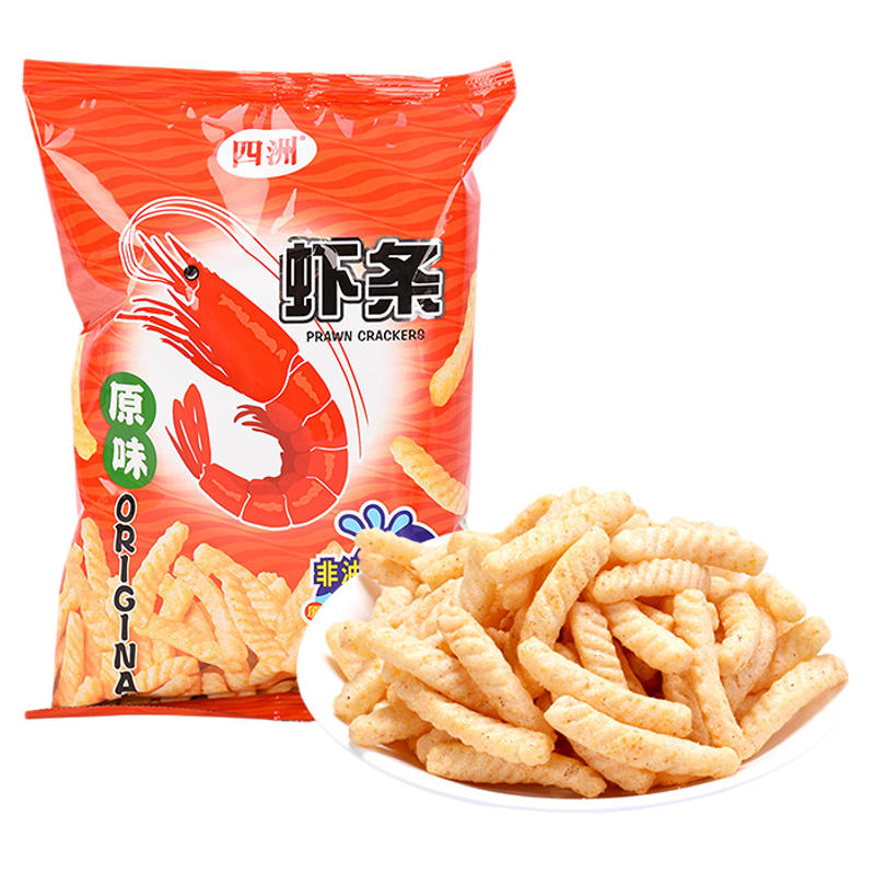 四洲原味虾条110g包大包酥脆非油炸零食小吃膨化休闲食品大礼包