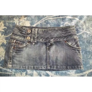 高腰辣妹做旧黄泥牛仔包臀短裙Summer Lined Denim Mini Skirt