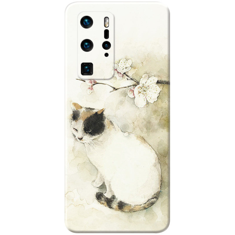 高雅白猫适用华为p60手机壳P50p40p30p20pro+可爱p10p9plus卡通油画小猫咪女款软e十art