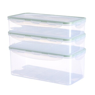 扁高保鲜盒盒密封窄食物收纳盒面条鱼海鲜沥水蔬菜微波胶盒食品级