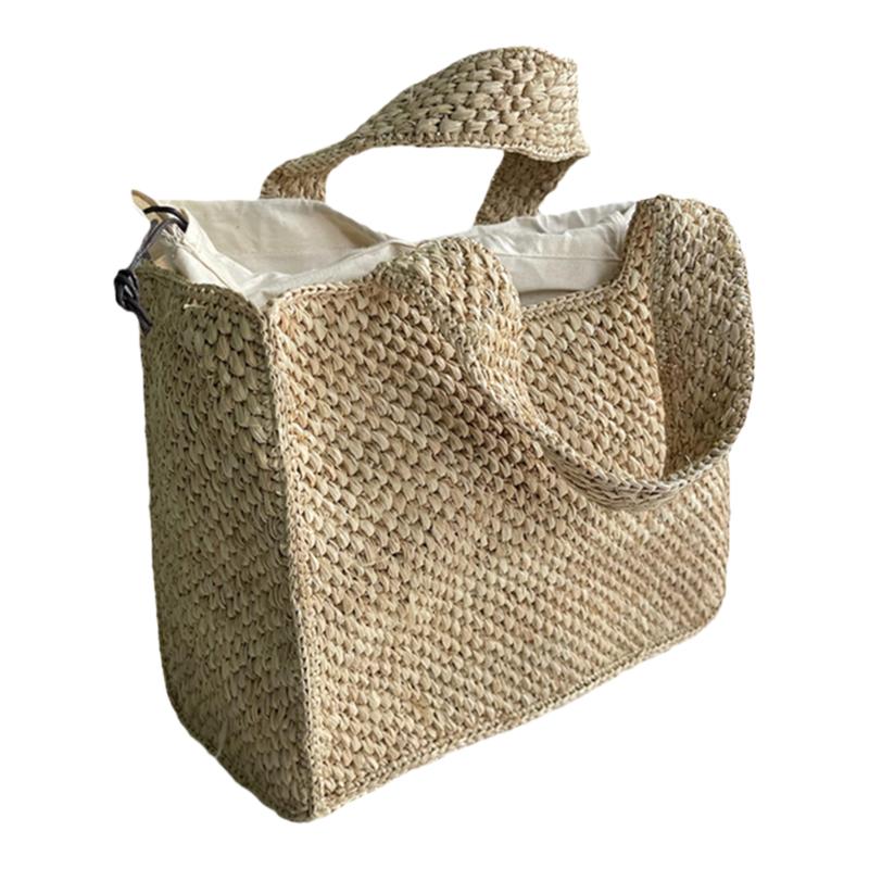 第一个草编包包天热植物拉菲草手工钩托特小包夏天度假旅游沙滩包
