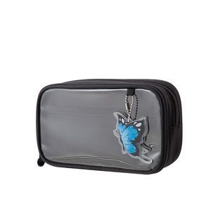 得力铅笔盒可放吧唧小卡痛包笔袋痛层初中高中生大容量女孩男孩透明文具袋小众学霸冷门文具盒小学生简约好看