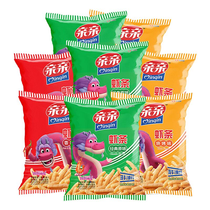 亲亲虾条大包装健康解馋的小零食品薯片虾片网红非油炸膨化一整箱