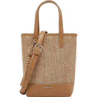 百思图25年春秋商场新款时尚通勤复古草编包单肩斜挎包女X3641AX5