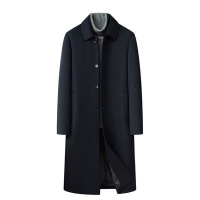 纯羊毛毛呢外套中长款翻领大衣冬