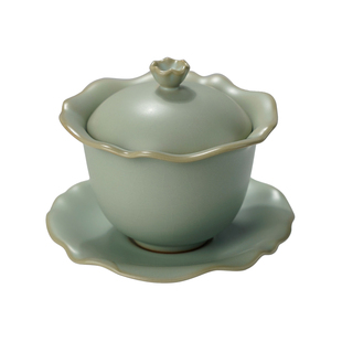 汝窑盖碗茶杯泡茶大号家用单个景德镇三才杯茶碗手工青瓷茶具陶瓷