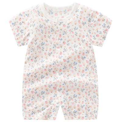 莫代尔婴儿夏季短袖连体哈衣夏装