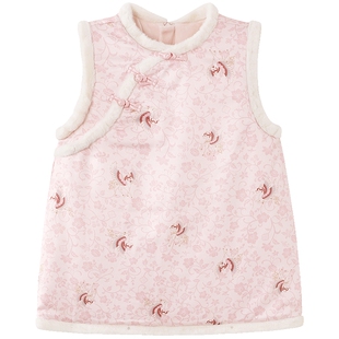 【商场同款】英氏儿童背心连衣裙女童宝宝小裙子秋冬春季新年红色