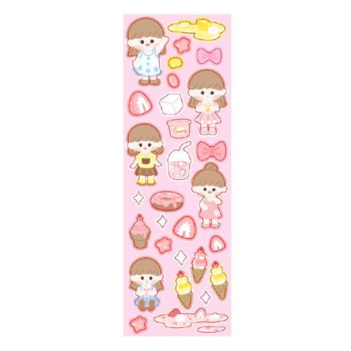 镭射咕卡贴纸套装不重复咕咔小人物女孩儿童便宜随心配少女心可爱贴画diy手帐素材姑卡骨卡菇沽卡贴贴纸批发