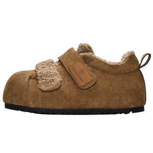 内增高贝壳头奶呼呼加绒面包鞋女2025冬季新款魔术贴保暖大头棉鞋